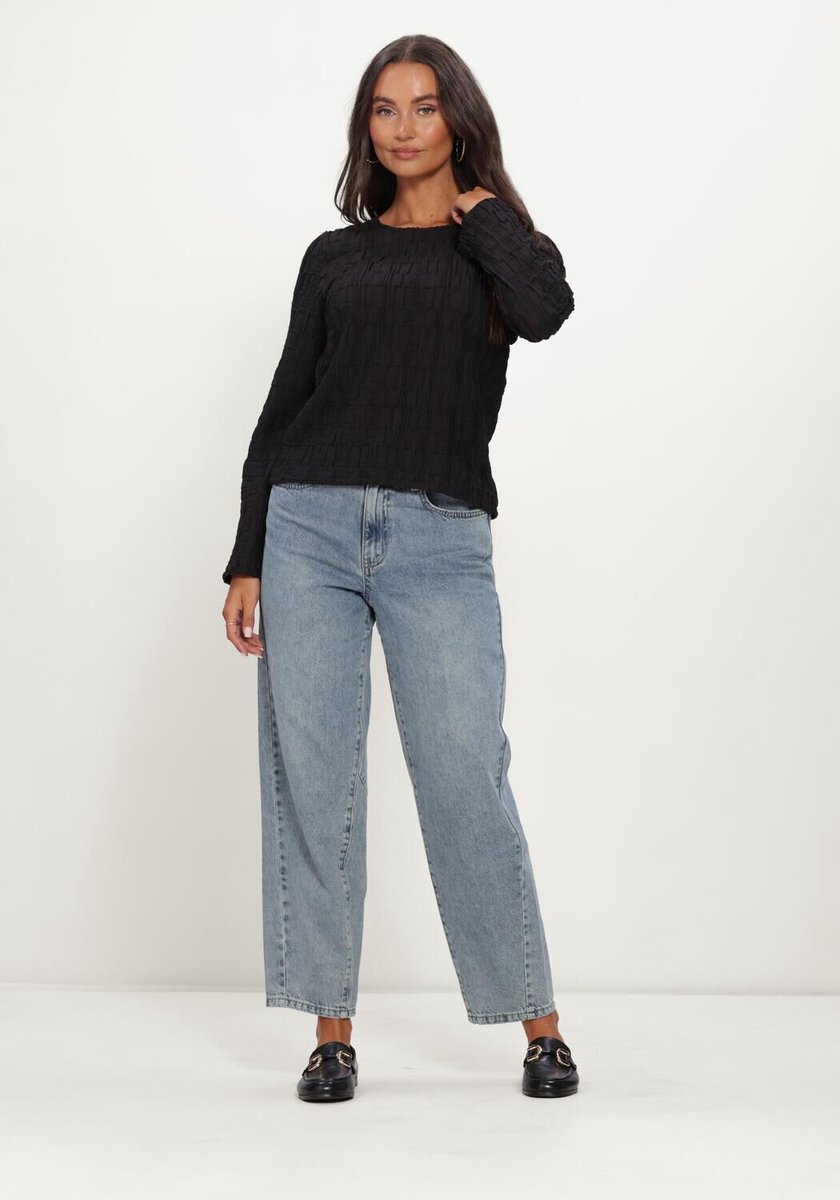 Object Objevie L/s Re Top Noos Tops & T-shirts Dames - Shirt - Zwart - Maat L