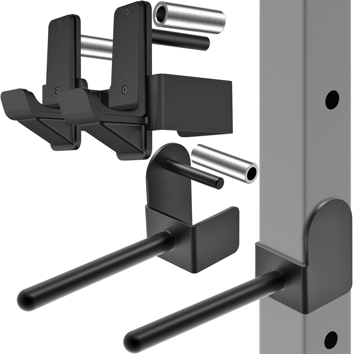 Solidchoice - J-Hooks voor Squat/Power Rack met Halterschijvenhouder