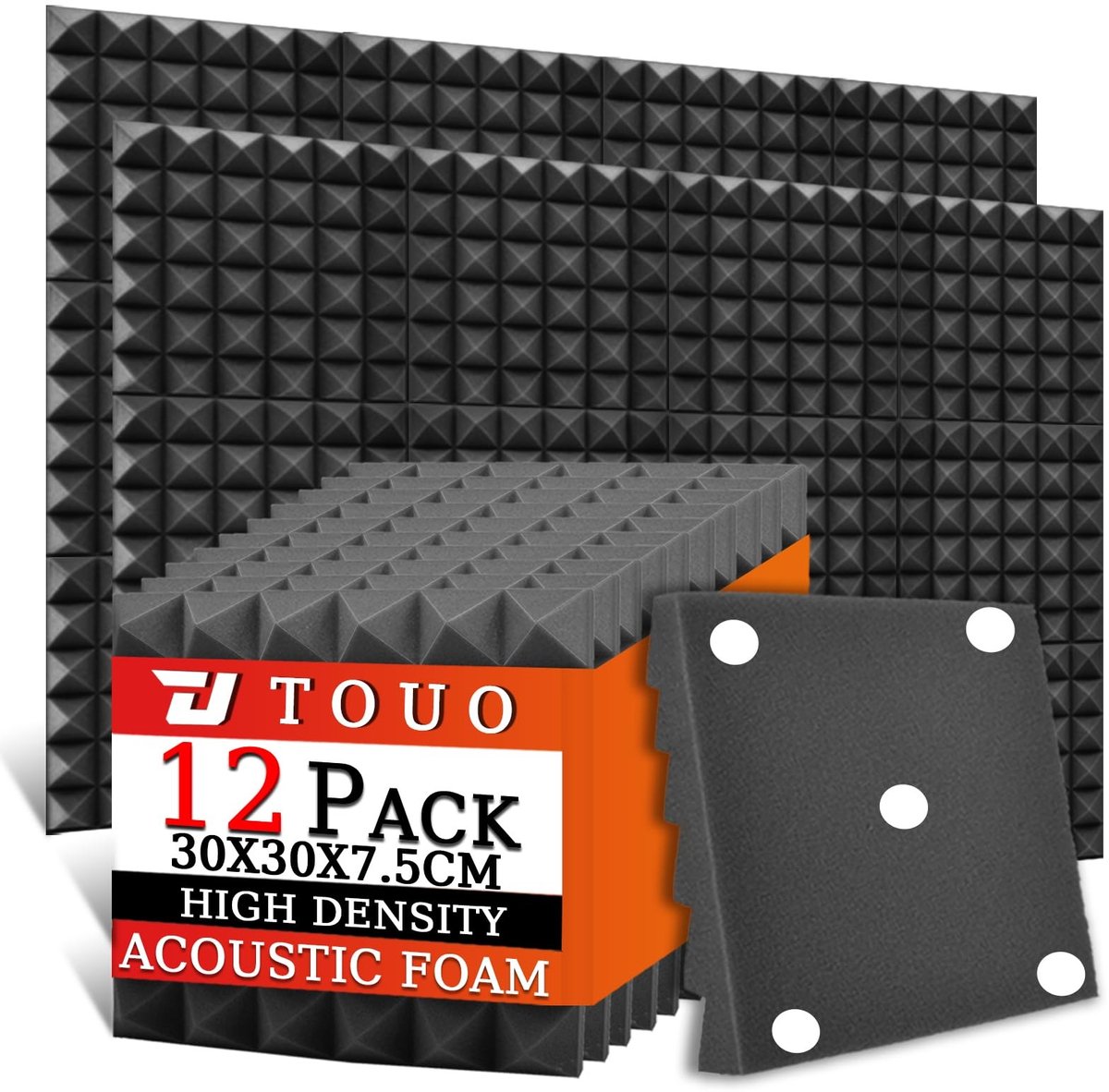 Solidchoice - Set van 12 Geluidsabsorberende Schuimplaten voor Geluidsstudio