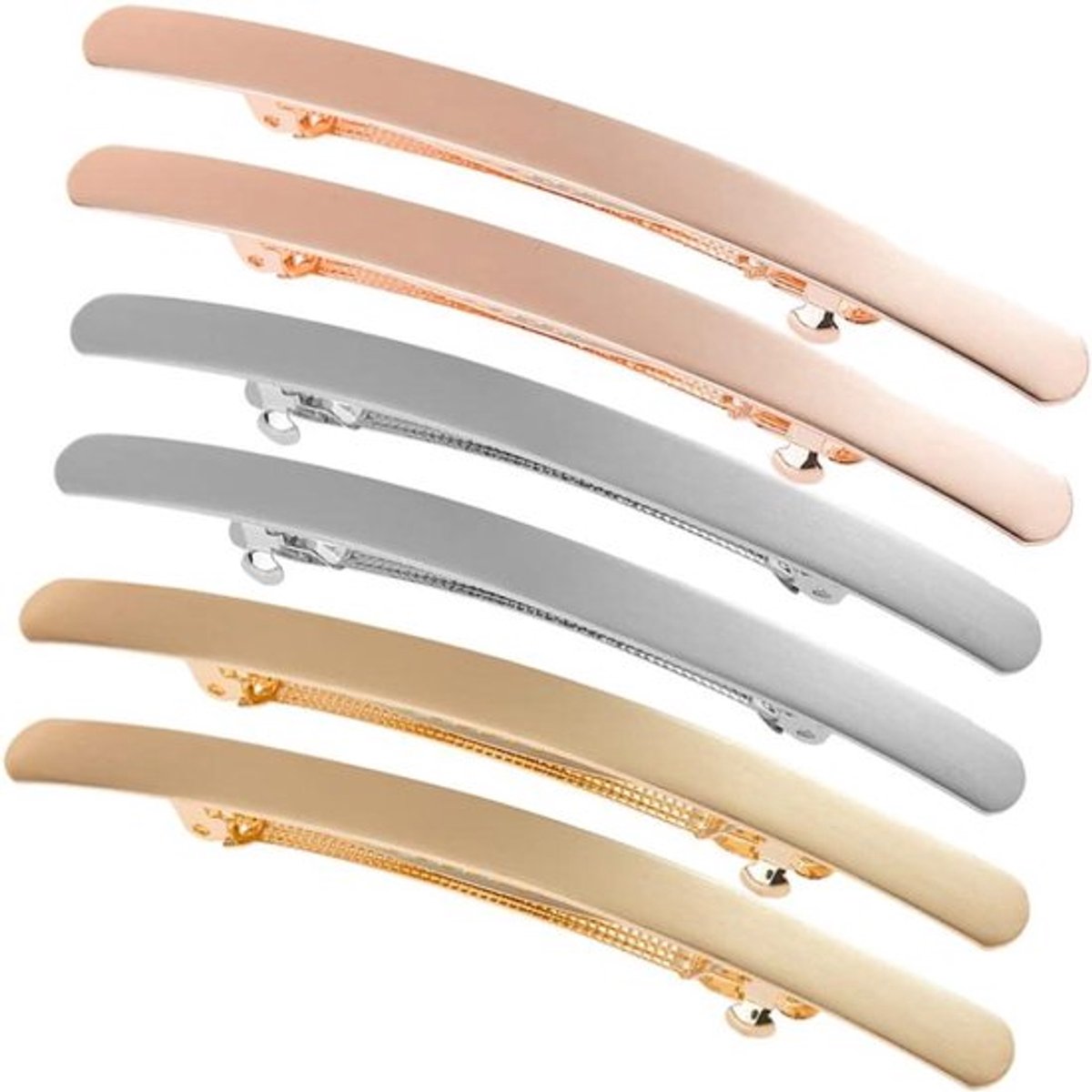 Automatische Haar Clip Set met 6 stuks - Eenvoudige Haarspeldjes voor Paardenstaart - Styling Accessoires voor Dagelijks Gebruik - Goud, Zilver, Rose Gold