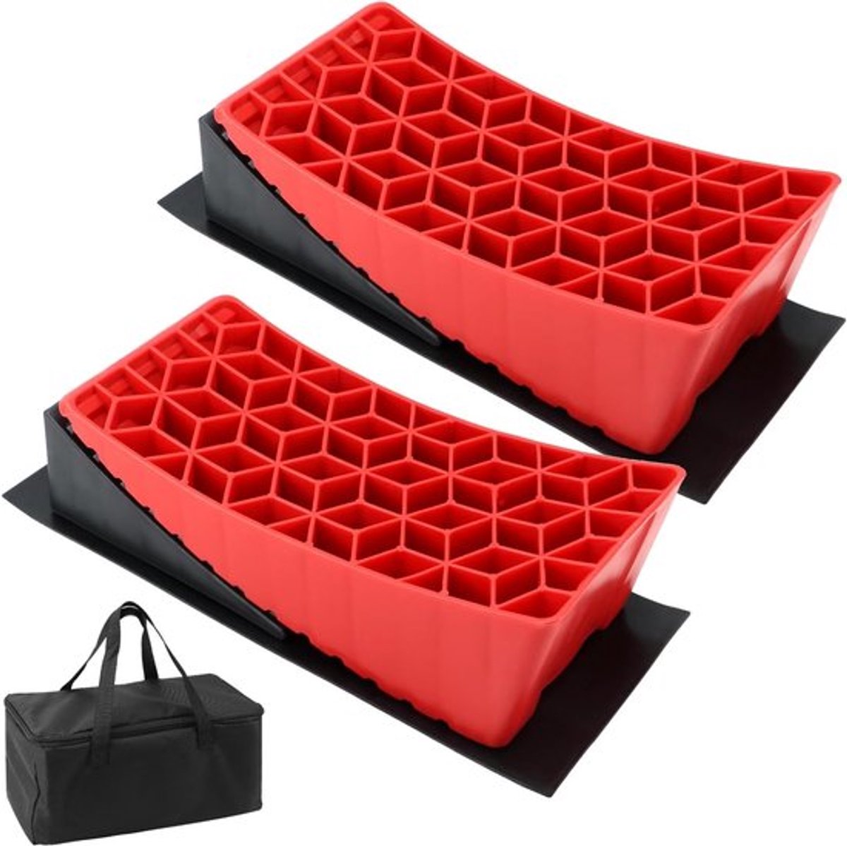 2 Stuks Motorhome Oprit Wedges voor Niveau Afstelling tot 11 cm - Inclusief Opbergtas voor Caravans en Trailers