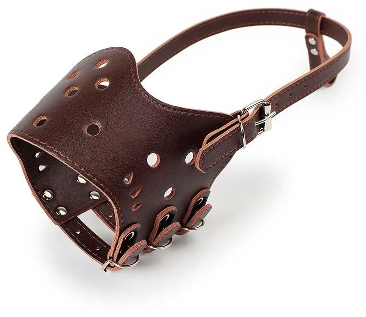 Leren muilkorf Settable voor hond - Zwart, M