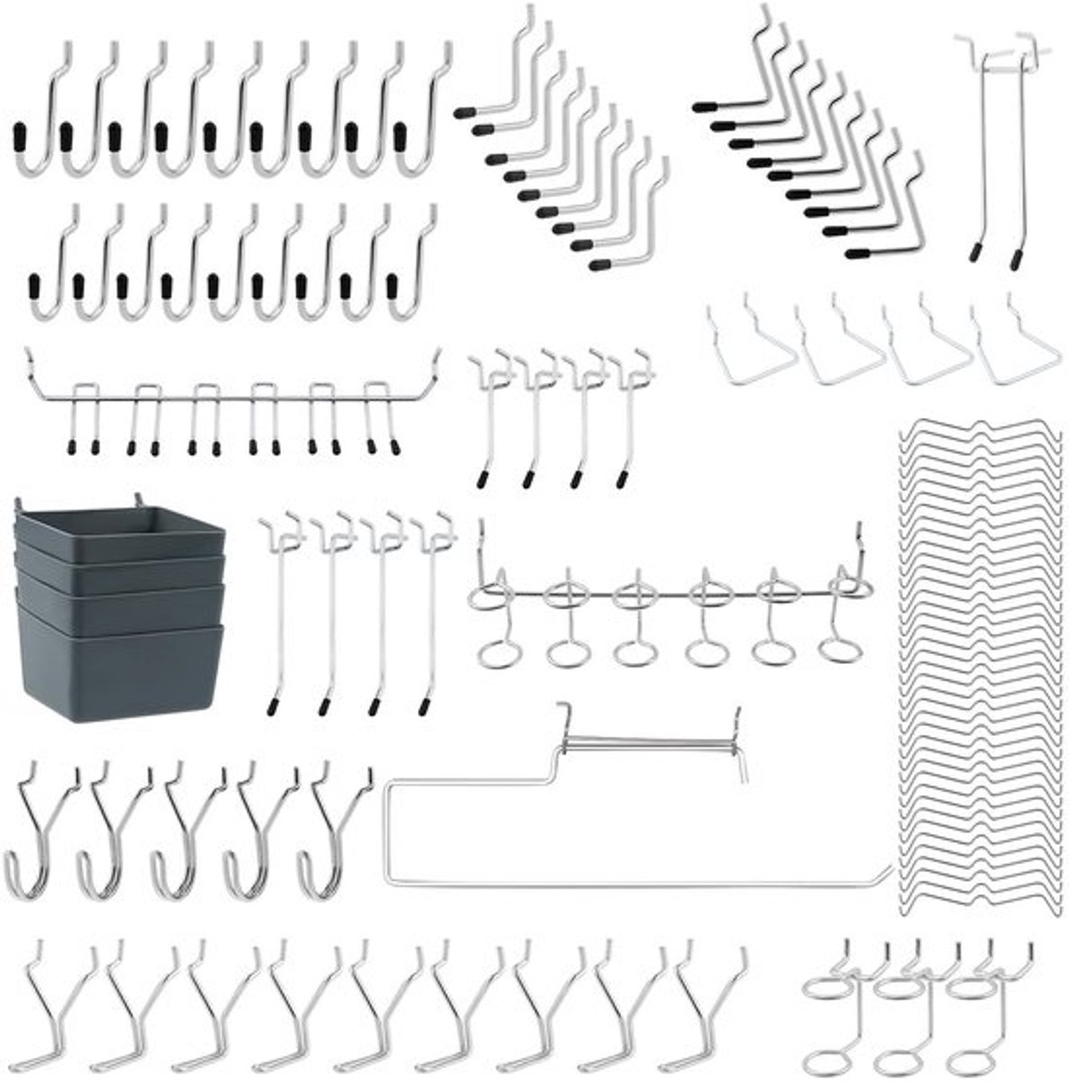 Pegboard Haken 113 Stuks - Organizer voor Garage - Gereedschaphouders - Multi-Tool Rek - Wasknijperhaken - Opbergoplossingen - Opbergaccessoires