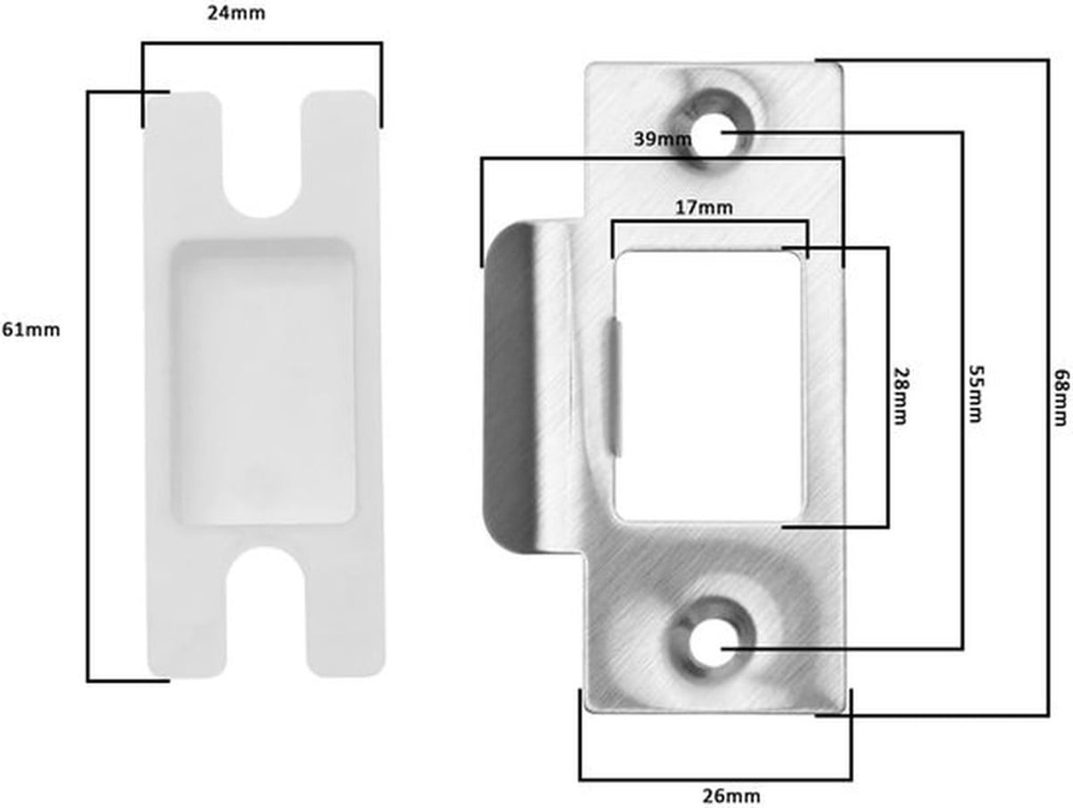 Deursluitplaat Versterkingsset - 5 Sets - Roestvrij Staal - Verstelbare Houder - Duurzaam - 68 x 26 x 55 mm - Deurslot