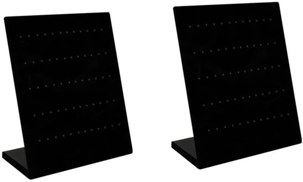 Oorbelstandaard 2 Stuks - Zwart Fluweel - Sieraden Organizer - L-vormig - 60 Gaten voor 30 Paar Oorbellen - Ruimtebesparend - Sieradenorganizer