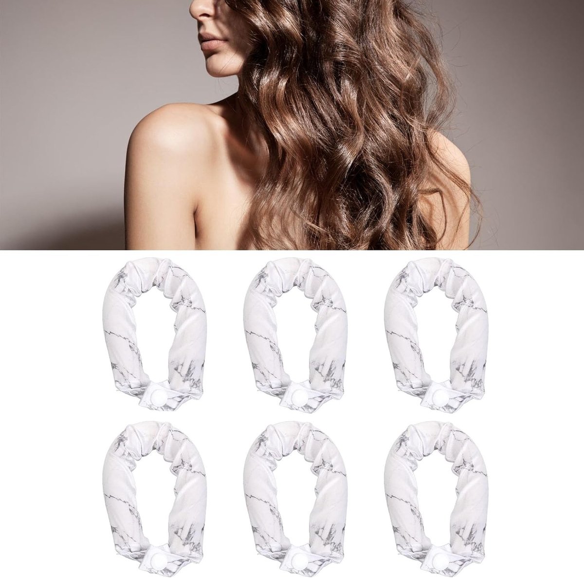 Zesdelige hittevrije haar kruller set, zachte satijnen krulrollers en styling tool voor moeiteloze nachtrust en prachtige krullen