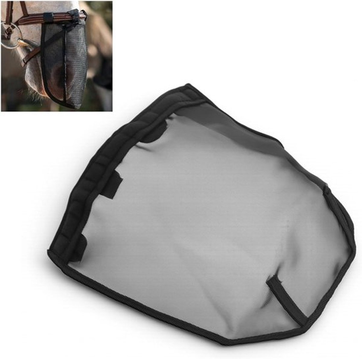 Ademend Paardenneusmasker van Fijnmazig Net, Maat L, Zwart, Comfortabel en Ideaal voor Thuis en de Boerderij