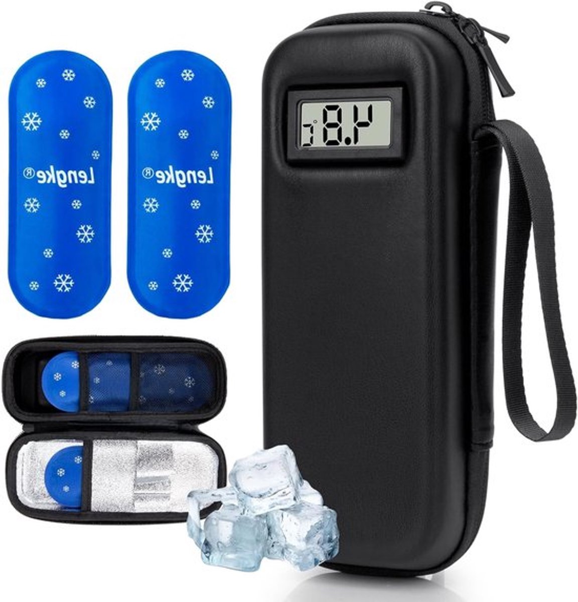 Compacte Insuline Koeltas met Temperatuurweergave, Waterdichte Reis Organizer voor Diabetische Benodigdheden, Ideaal voor Insulinepennen en Medicijnen