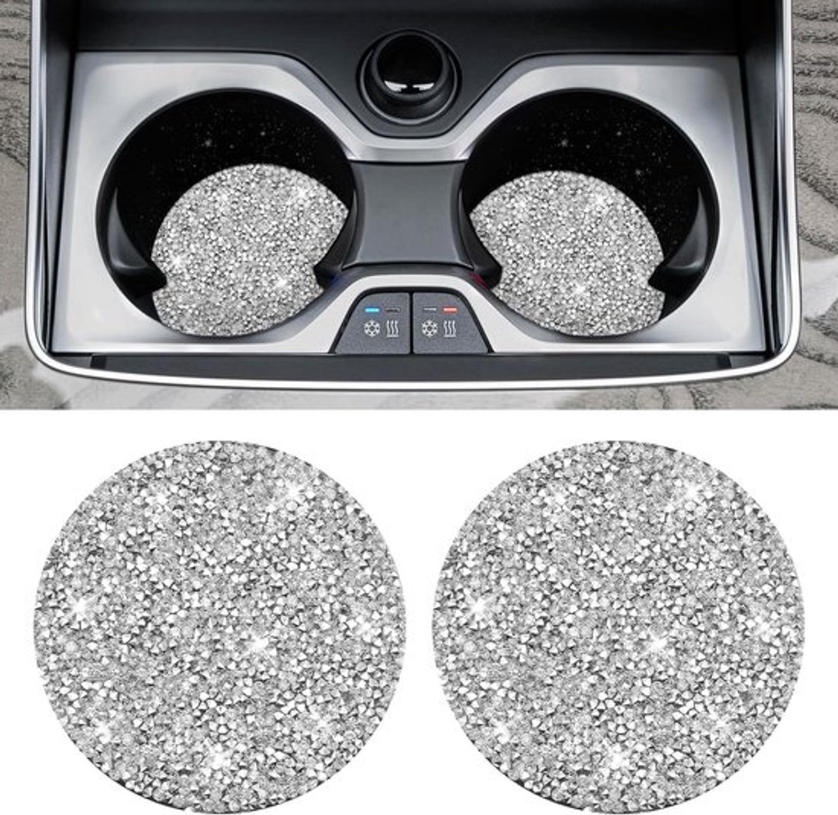 Autobekeronderzetter, 2 stuks bling bekerhouders, kristallen rhinestones antislip schokbestendig auto-onderzetters drankbekersmat universele inzet auto-interieuraccessoires voor
