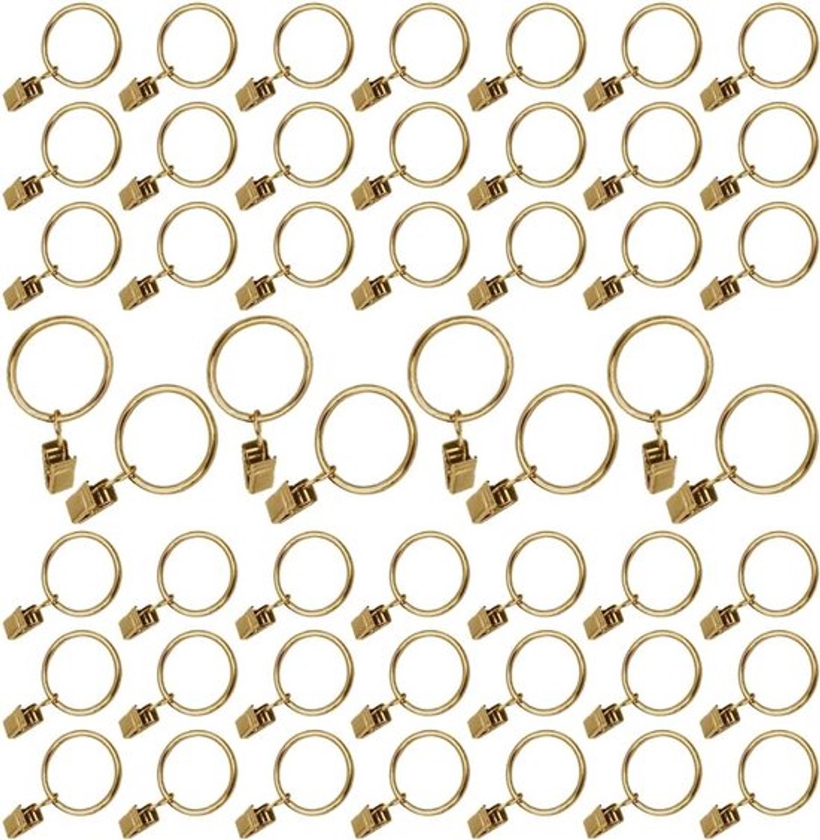 Gordijnringen met clips 50 stuks - Roestvrij metalen ringen - 38 mm diameter - Goud
