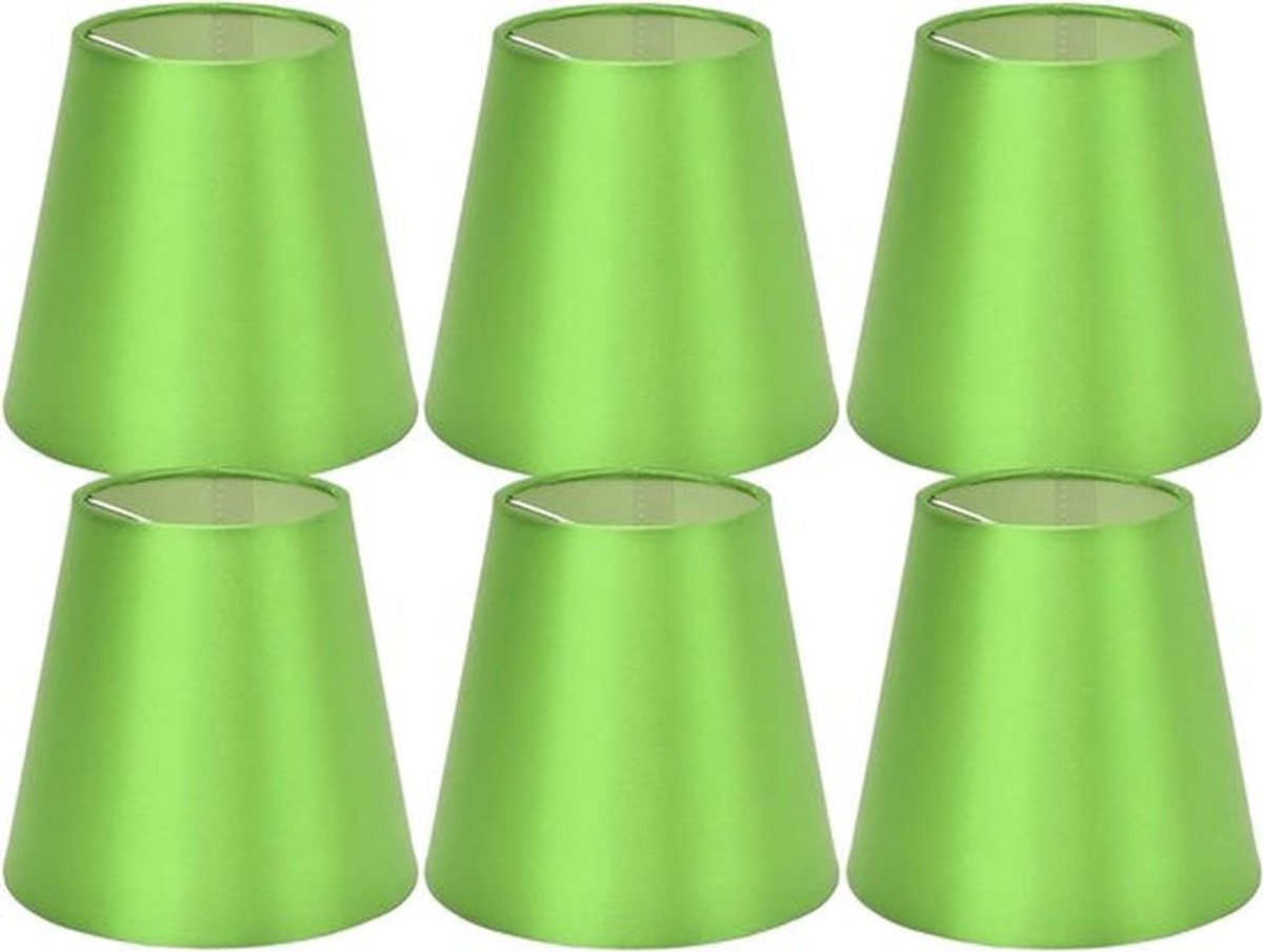6 stuks kleine lampenkappen voor E14 fittingen, vintage stijl, geschikt voor tafel- en vloerlampen - set van 6 lampenkappen in stof met clip-on bevestiging.
