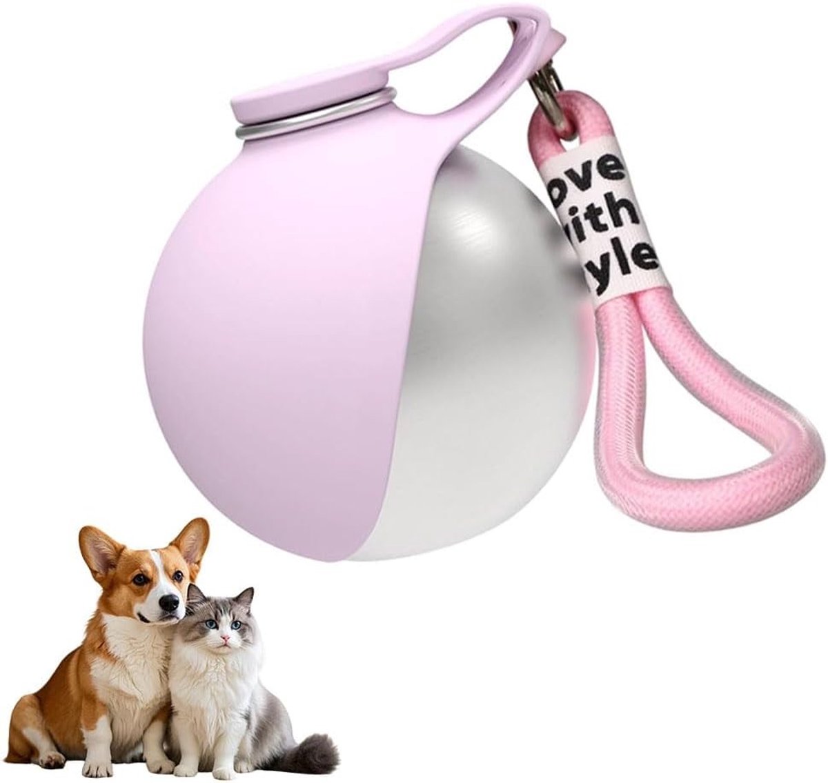 Reiswaterfles voor Honden en Katten, 285 ml, Rvs, Vouwbare Siliconen Tray, Lekvrij en Compact, Ideaal voor Kamperen en Wandelen