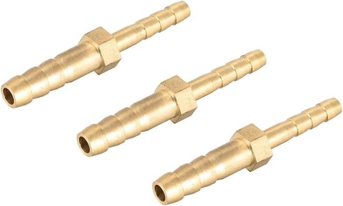 - Slangconnector - Metalen - Messing - Pijp - Brandstof - Variabele Diameter - Geschikt voor lucht en water - 16-6mm - Rechte - 2 stuks