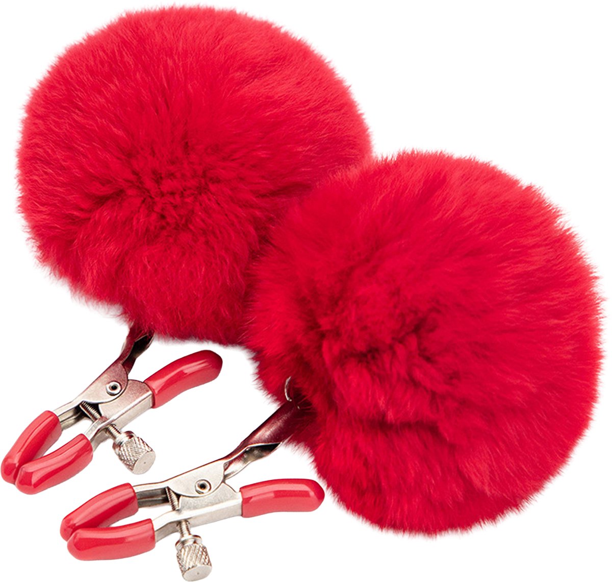 Fixxx - Fluffy Pompom Tepelklemmen - Rood
