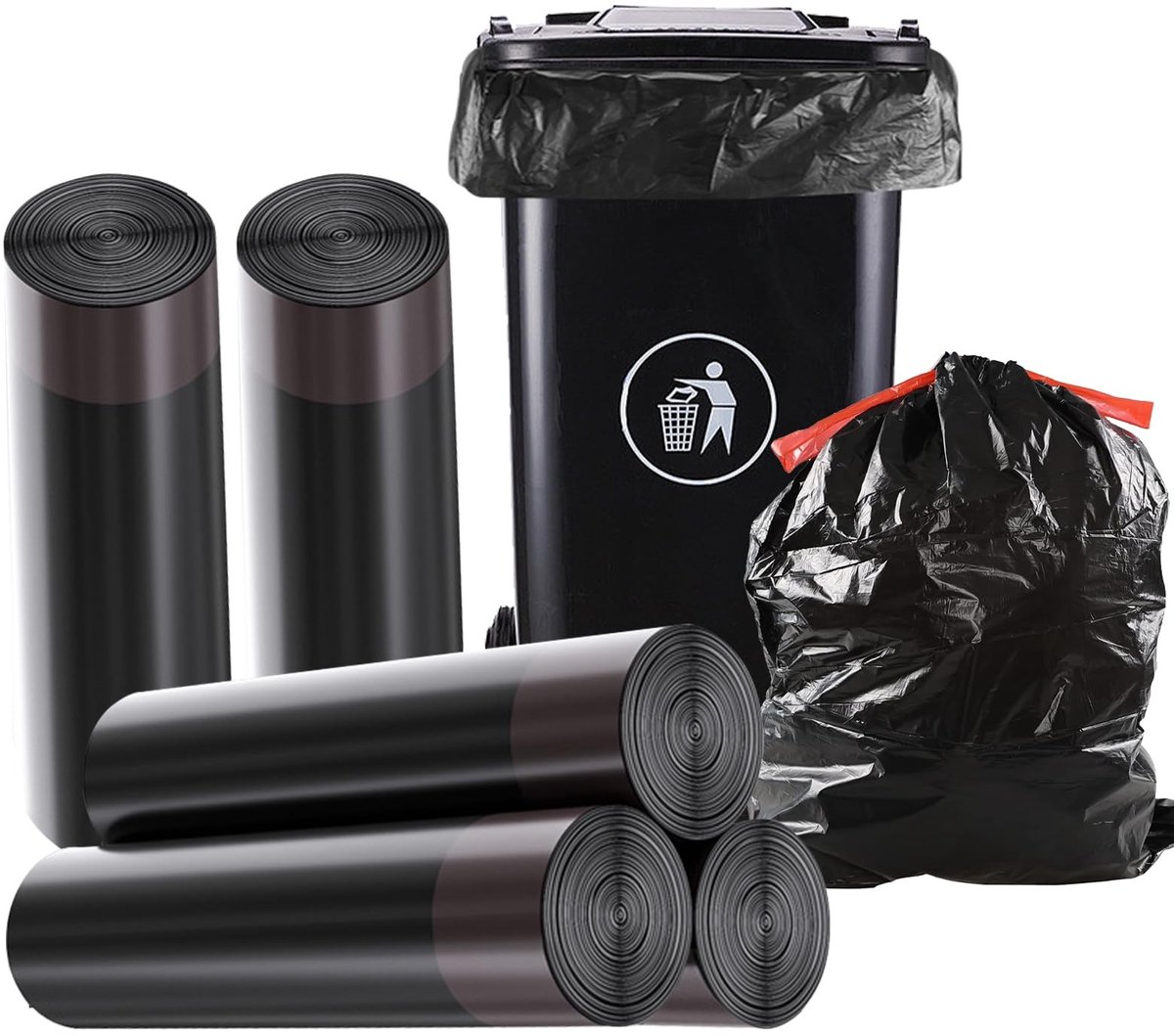 Solidchoice - Zwarte Heavy Duty Afvalzakken met Trekkoord, 30L