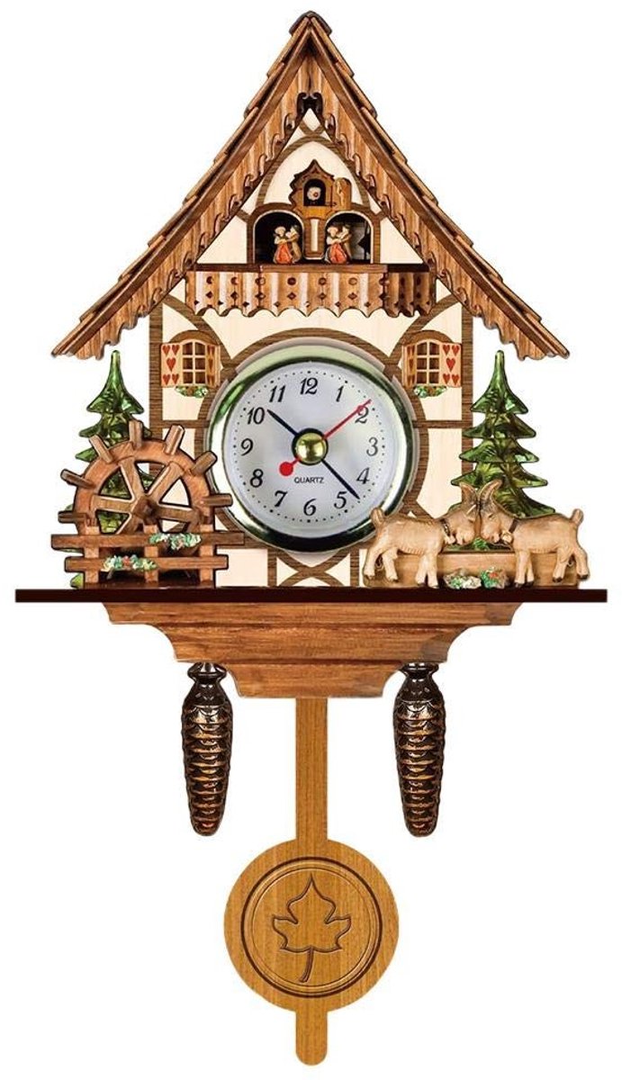 Solidchoice - Koekoeksklok met Koekoek - Houten Antieke Klok - Automatische Slinger - Huisdecoratie