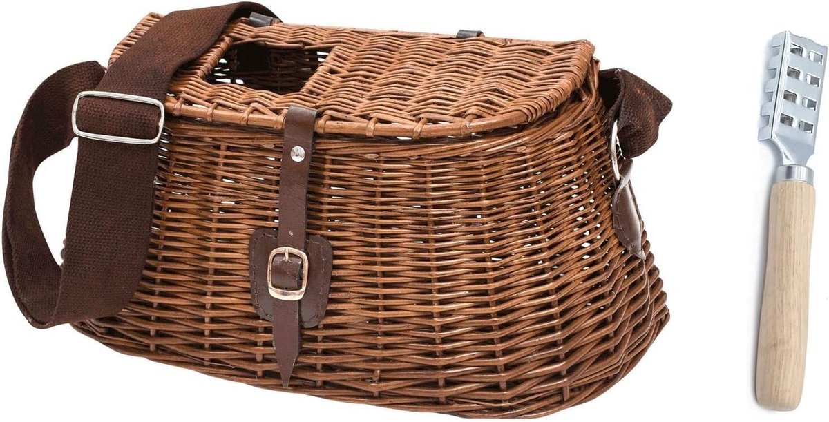 Vistrapje - Wilgenhouten vismand - Gevlochten design - Ideaal voor het vervoeren van gevangen vissen - ShopVlot