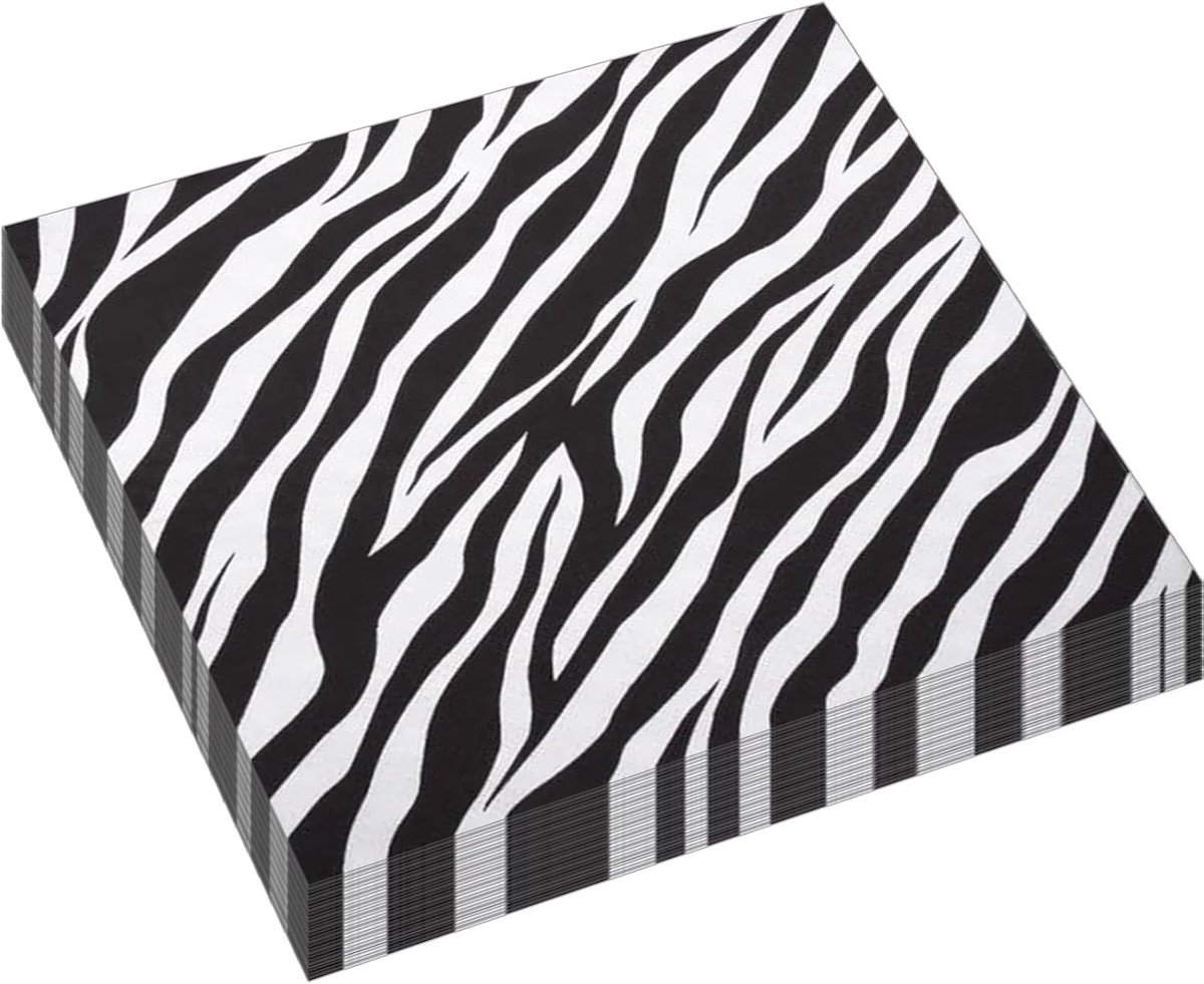 Servetten safari dieren 20 stuks - zebra print - textuur - feestelijke decoratie voor kinderfeestje - ShopVlot