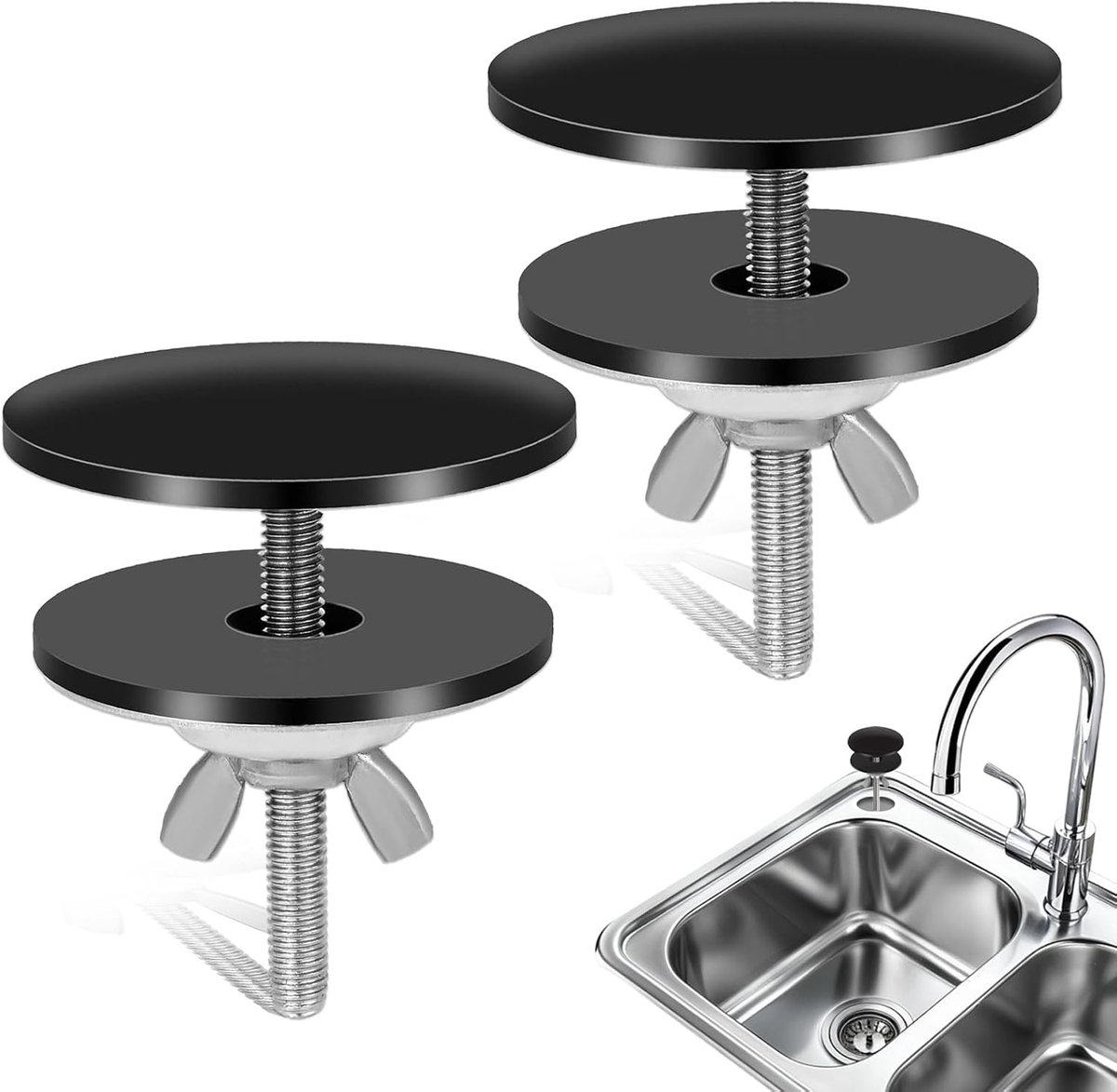 Keuken gatdeksel 2 inch - Rvs mat zwart - Voor lekkagebescherming - Set van 2 - ShopVlot