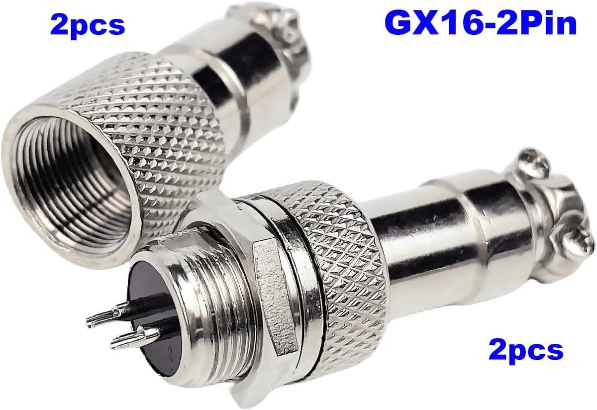 Aviation Jack GX16 2Pin - 16mm Metaal - Male Female Stekker - Geschikt voor Elektronische Toepassingen - ShopVlot