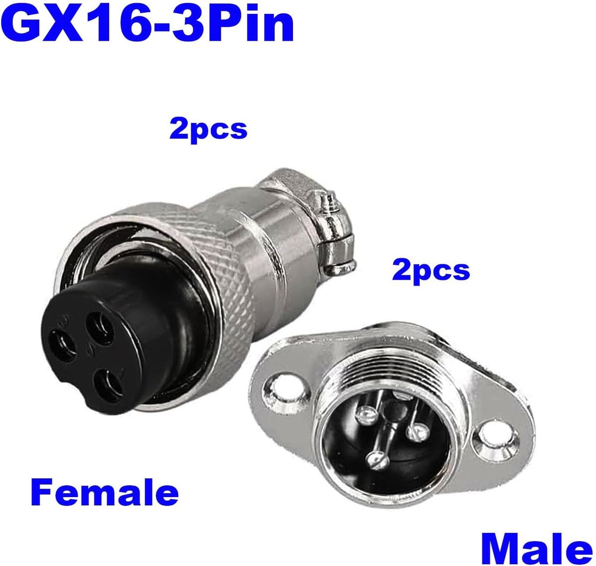 Aviation socket GX16 3-pin - 16mm metaal - eenvoudig te installeren - stabiele verbinding - ShopVlot