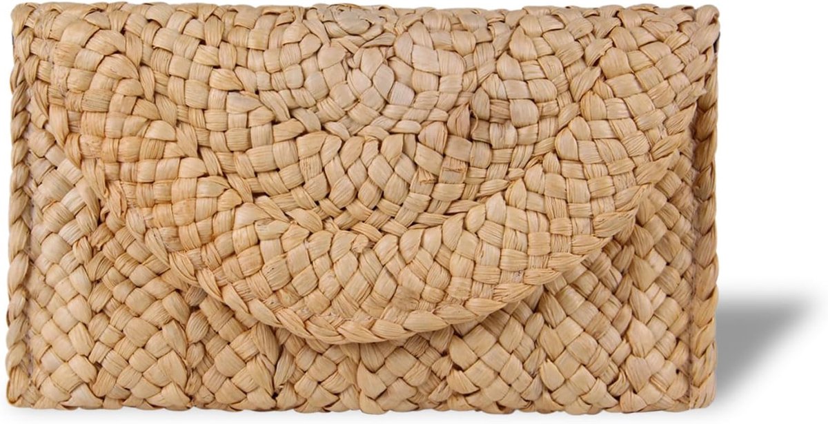 Dames stro clutch - boho strandtas - handgemaakt - ideaal voor vakantie - ShopVlot
