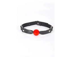 Rode mondball ball gag met Kunstleer Standaard Maat Handgemaakt