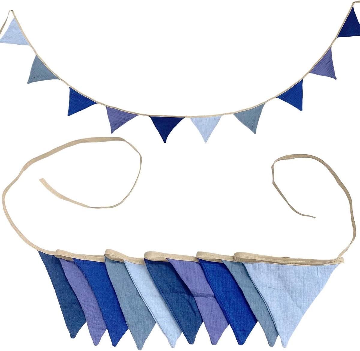 Bunting 3,15m - dubbele zijde - roze stof - perfect voor babyshower of kinderkamer decoratie - ShopVlot