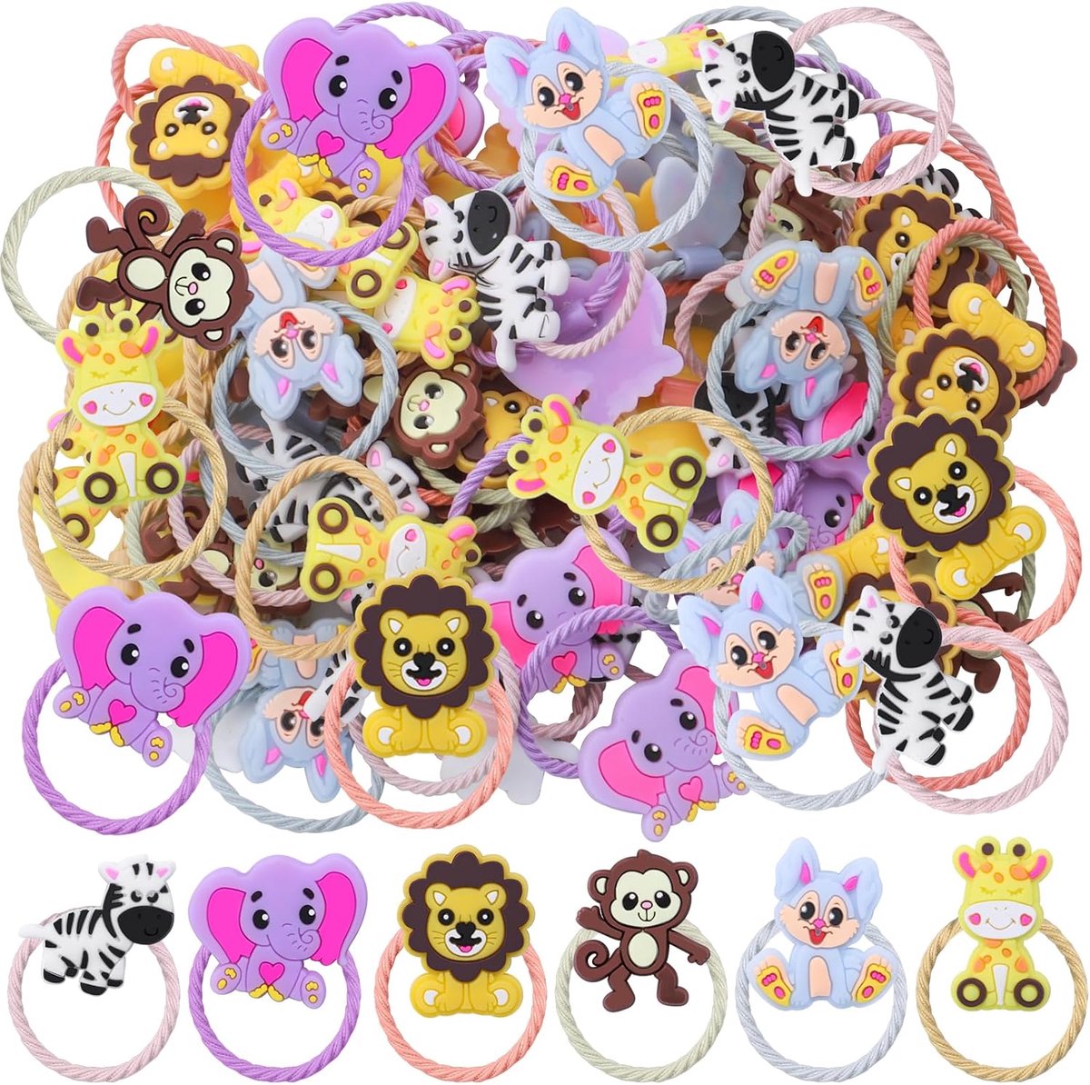 Pack of 60 Animal Hair Bands Girls Elastic Hair Bands Elastic Soft Elastic Bands for Accessories for Girls Kids - ShopVlot