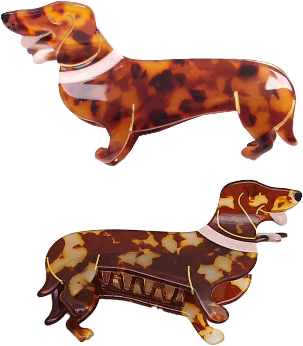 2 funny hair pins, 1 piece dog shape hair pins, 1 piece Dachshund hairpin for women and girls, non-slip, elegant hair - ShopVlot