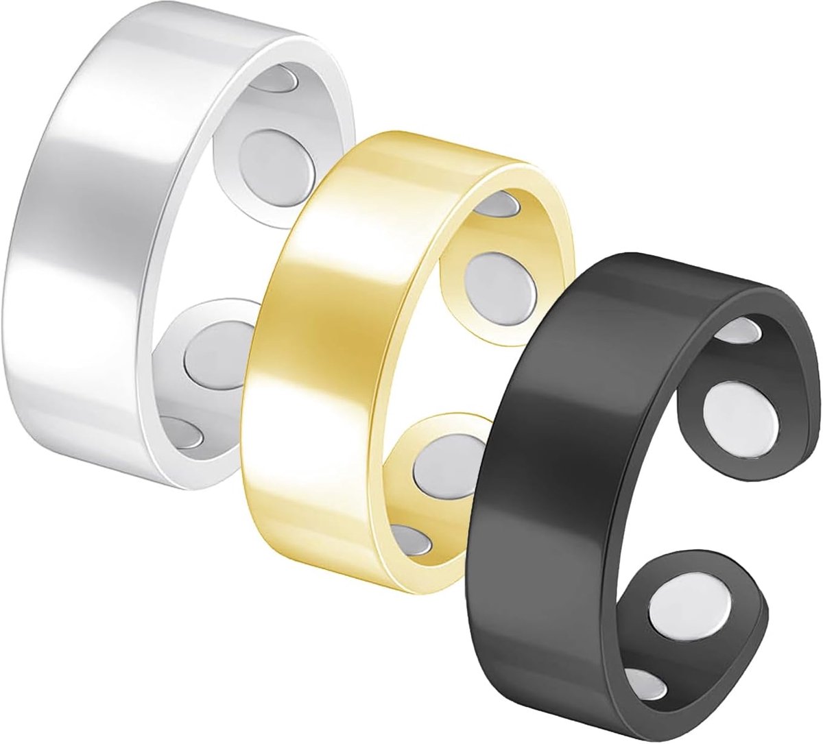 YOGAZEN 3 Pieces Magnetic Rings Vital Ring Magnetic Field Therapy 4 Ultra Strong Magnets Magnetic Ring for Men Women - ShopVlot