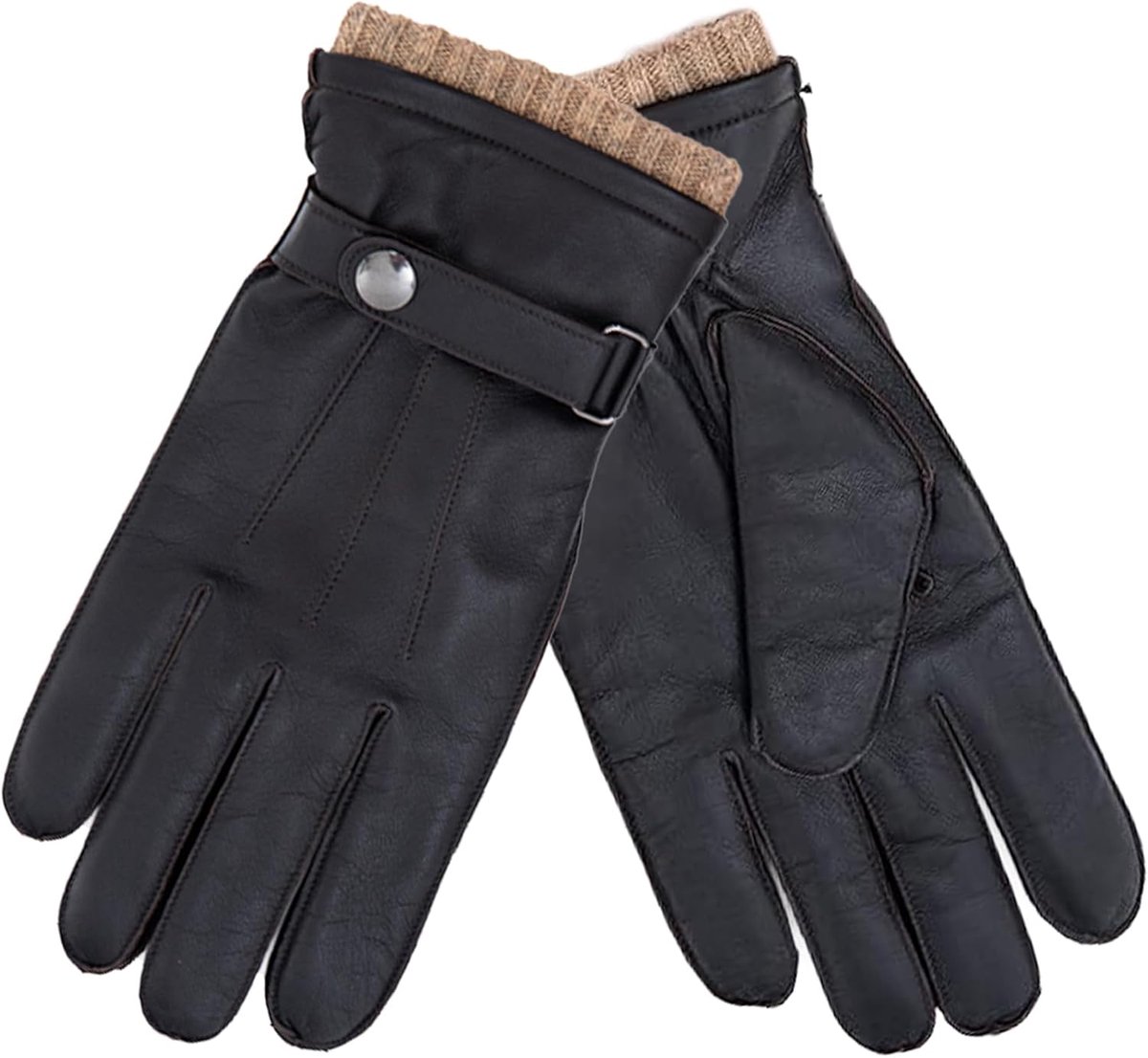 Men's leather gloves - Smartphone touch function - 100% sheep's nappa leather with 100% wool lining - ShopVlot
