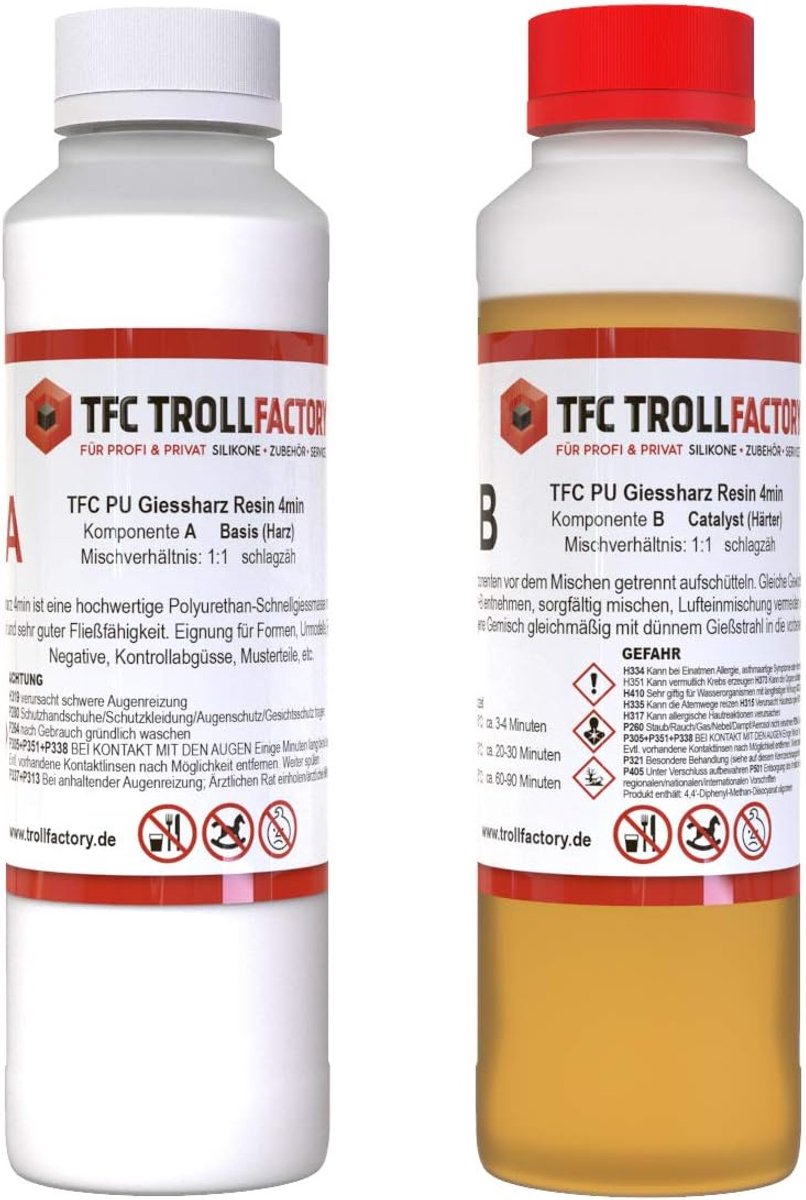 TFC Troll Factory PU resin casting resin 4 min. I Two-component casting compound, beige, thin liquid, 2 kg (2 x 1 kg) - ShopVlot