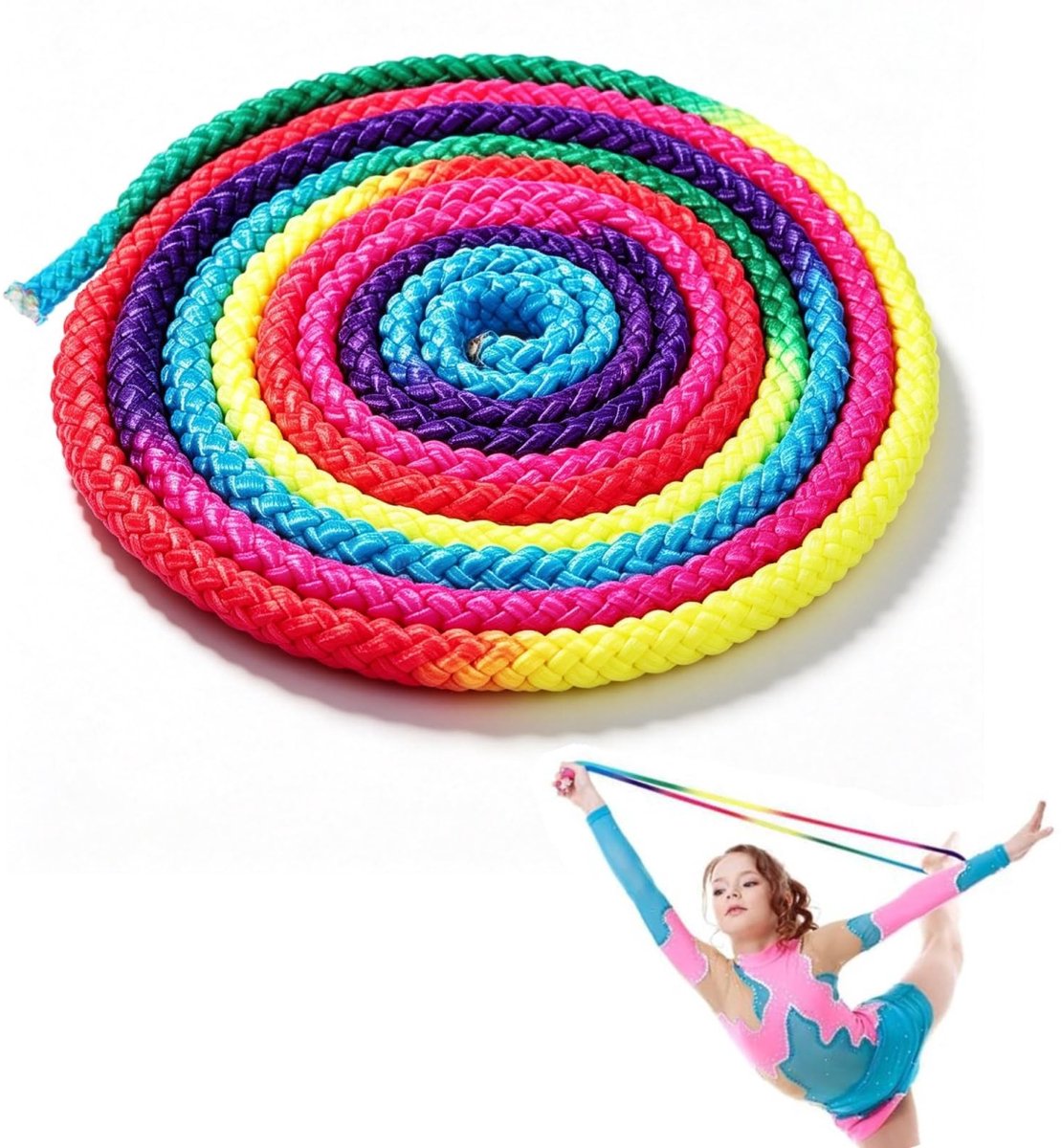 Solidchoice - Gymnastiek Touw voor Ritmische Gymnastiek in Regenboogkleur