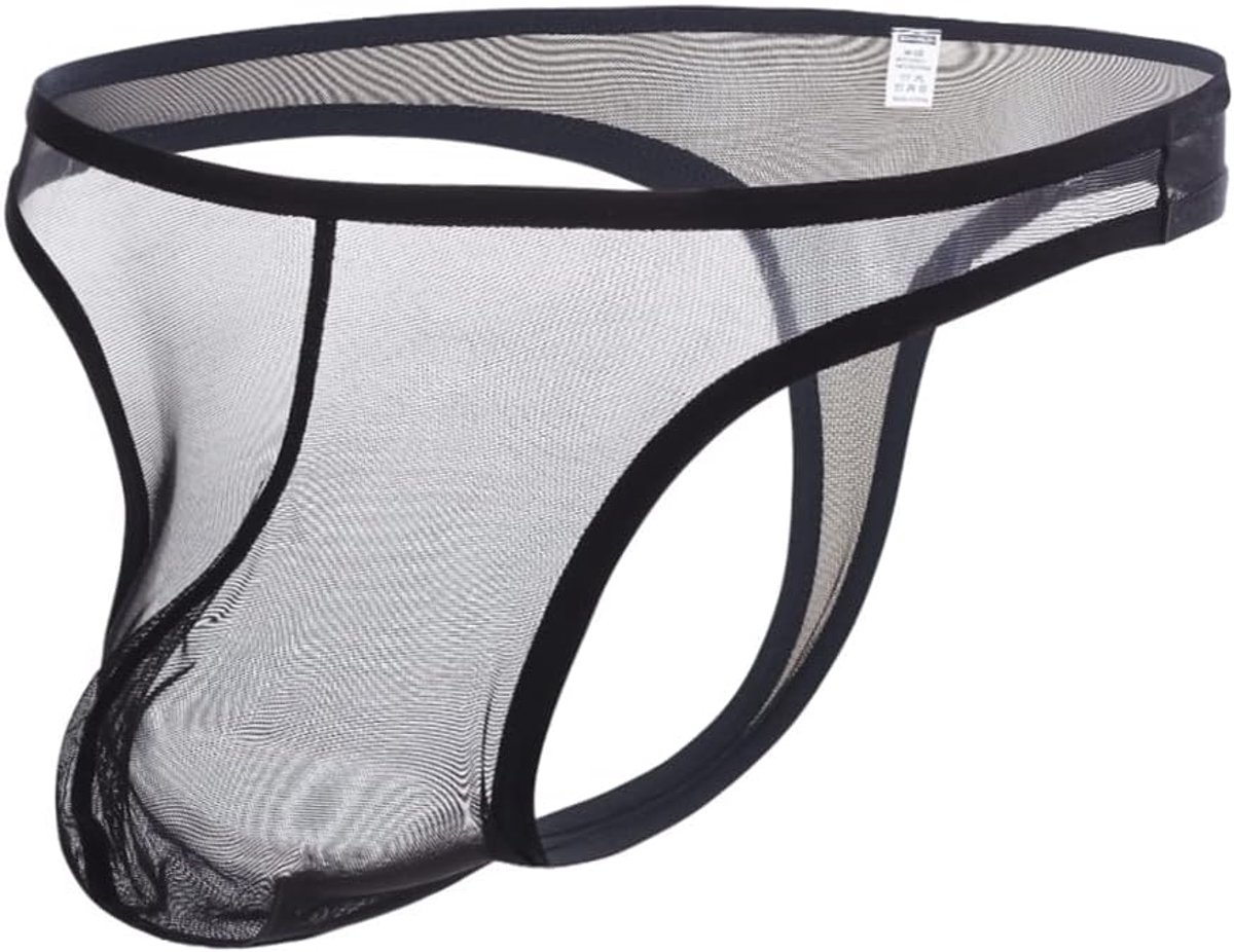 Thong ondergoed heren - zwart nylon - elastische stof - comfortabele pasvorm - ShopVlot
