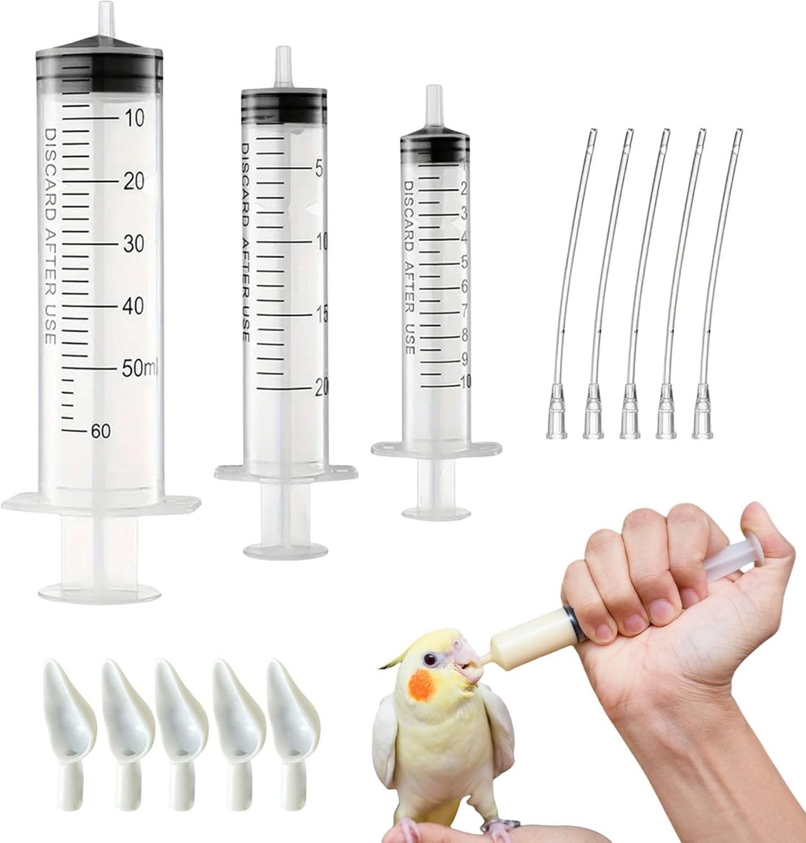 Complete Set voor Handmatig Voeden van Baby Vogels met Spuiten en Gavagebuizen - Ideaal voor Papegaaien en Kleine Vogels