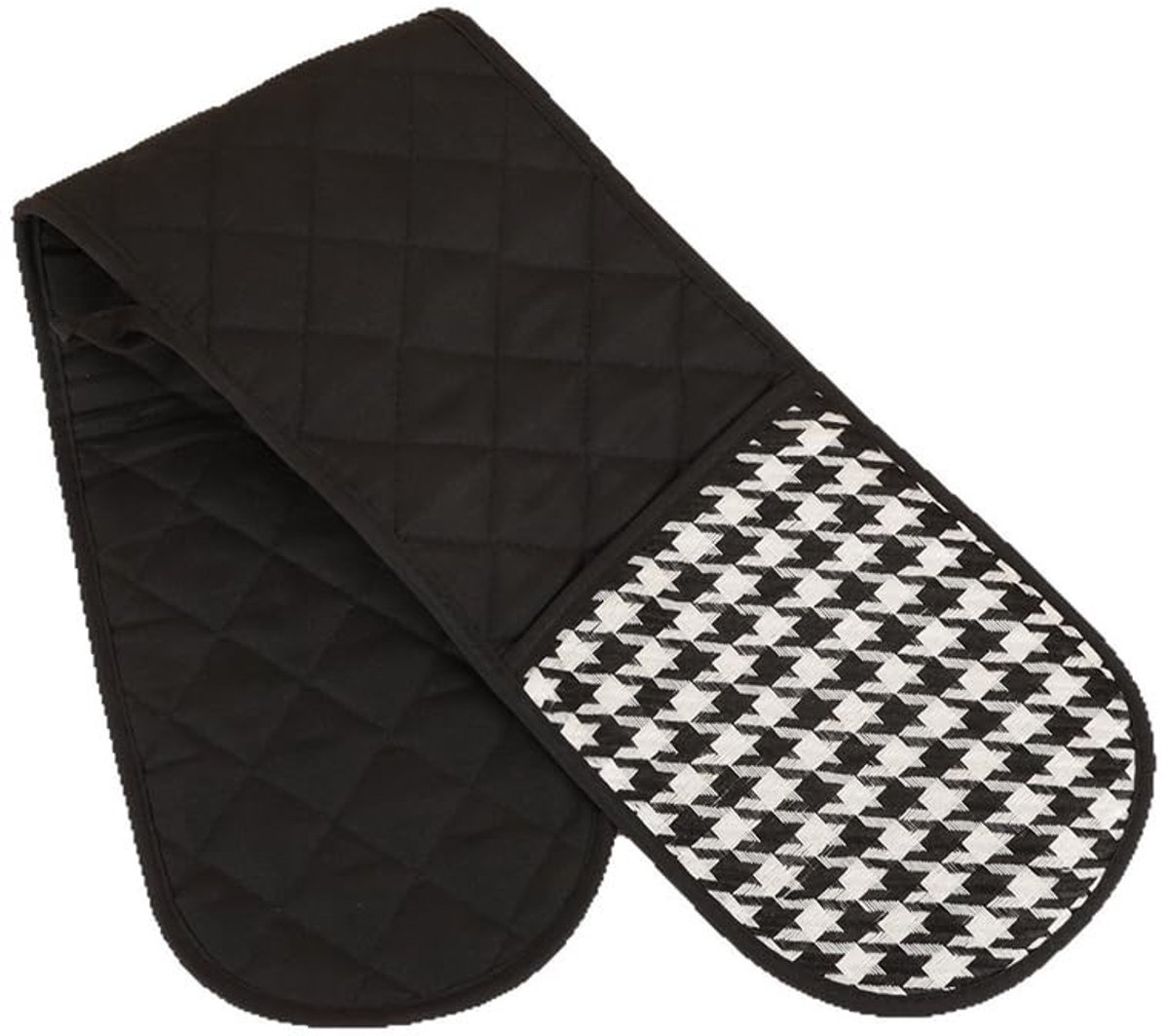 Solidchoice - Dubbele Ovenwanten in Houndstooth Patroon met Ophanglus
