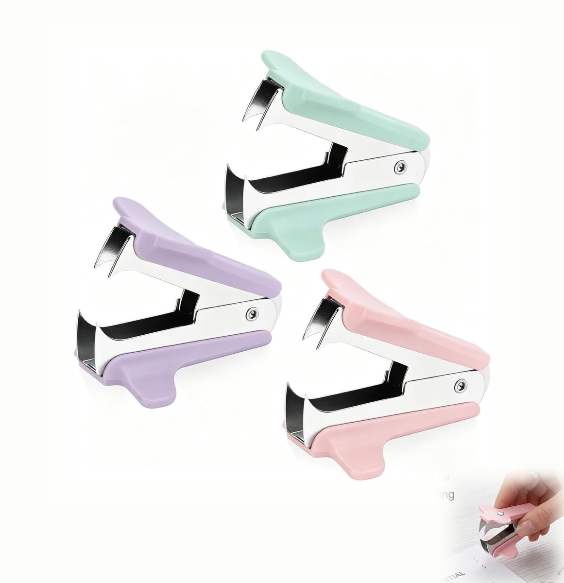 Solidchoice - Set van 3 Ergonomische Kleurige Nietmachine Verwijderaars