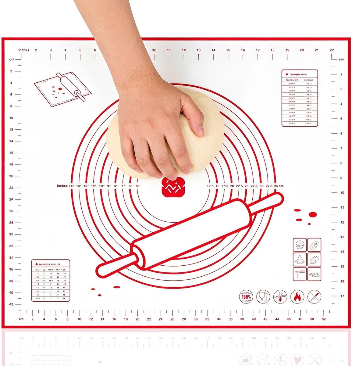 Siliconen bakmat 60 × 50 cm - anti-stick en antislip - ideaal voor pizza en cake - ShopVlot