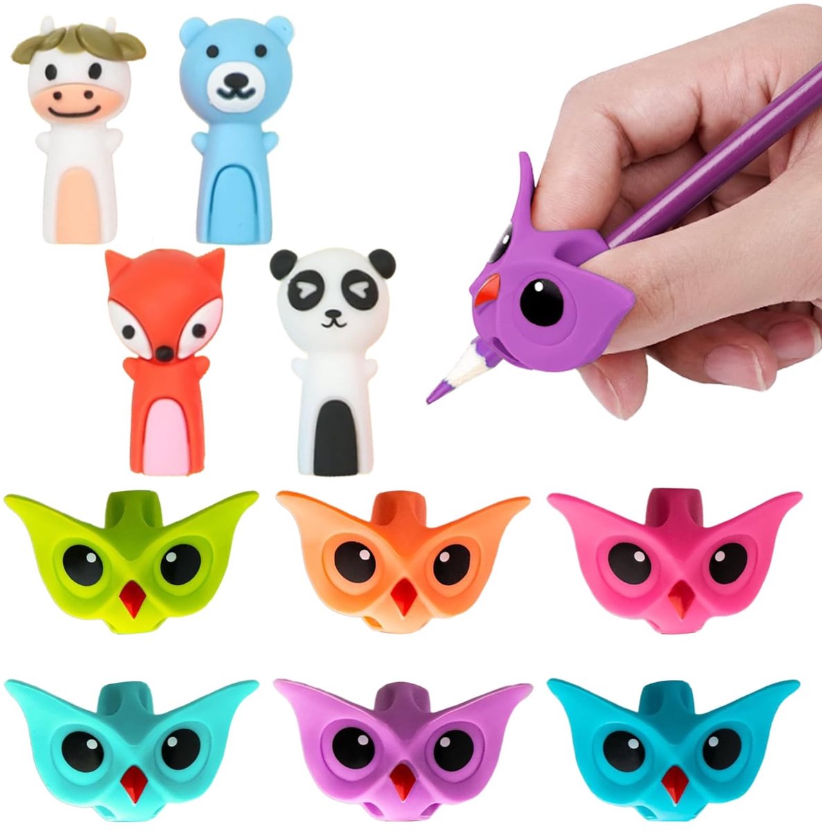 Solidchoice - Ergonomische Schrijfhulp voor Kinderen met 4 Cartoon Penkoppen