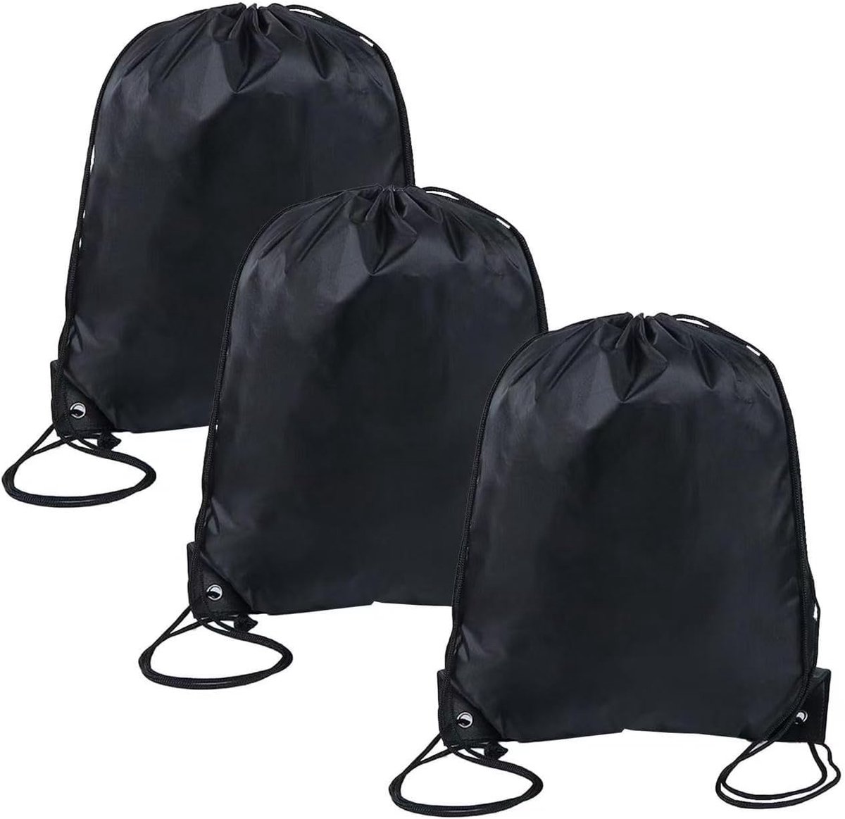 Gymtassen 3-Pack Zwart - Waterdichte Trekkoord Rugzak - Perfect voor Sport en Reizen - ShopVlot