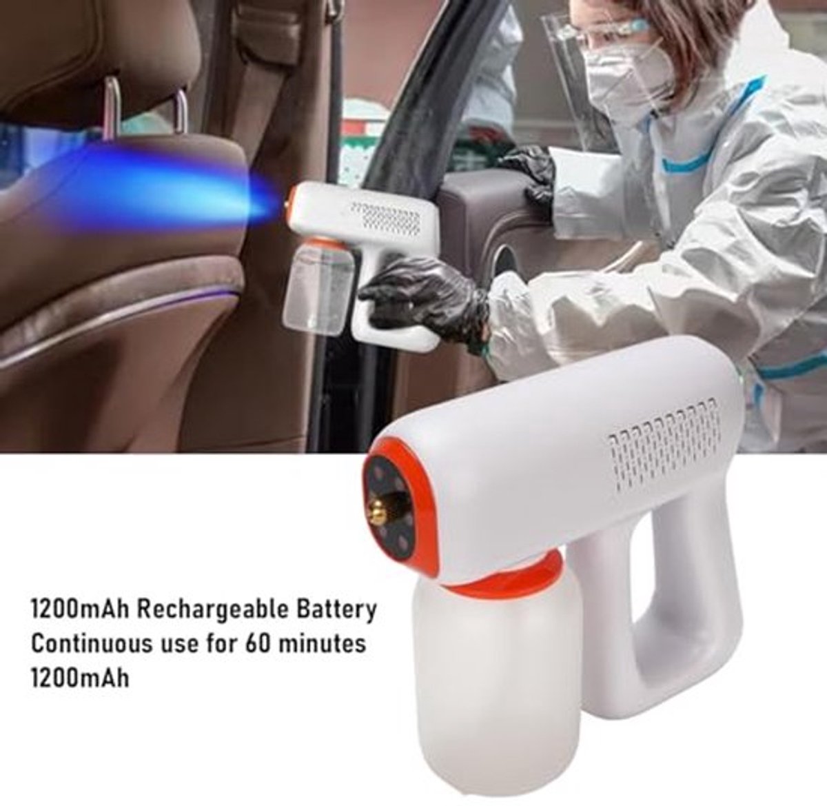 Handheld Sprayer Machine 1200mAh Oplaadbare Draadloze Witte Elektrische Kapper Spray-flessenpistool, na Scheerpistool, Nano Mist Atomizer Gun Fogger voor Tuin, Huis,