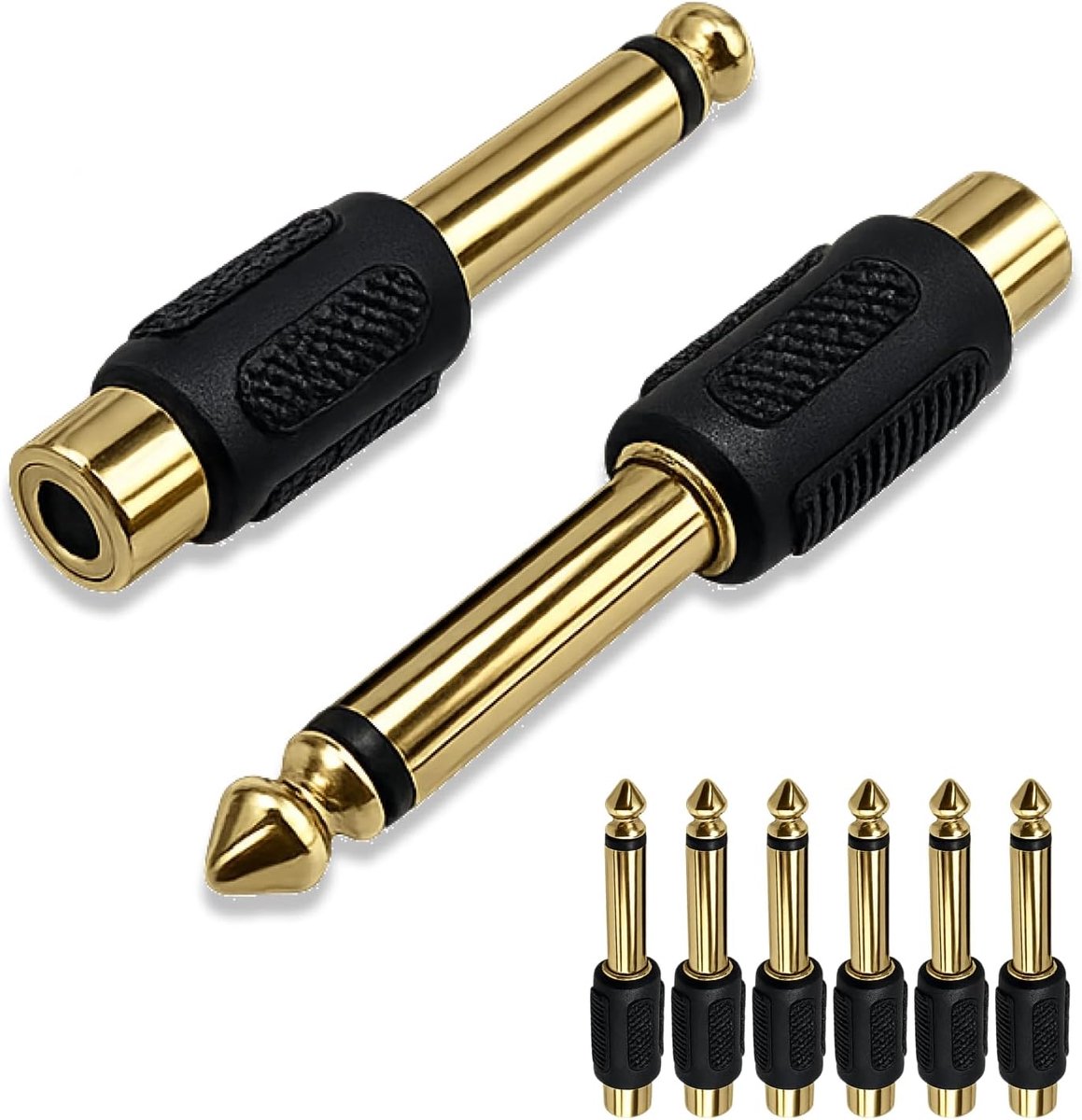 Audio-adapters 6,35 mm naar cinch - vergulde contacten - optimale geluidskwaliteit - ideaal voor thuisbioscoop - ShopVlot
