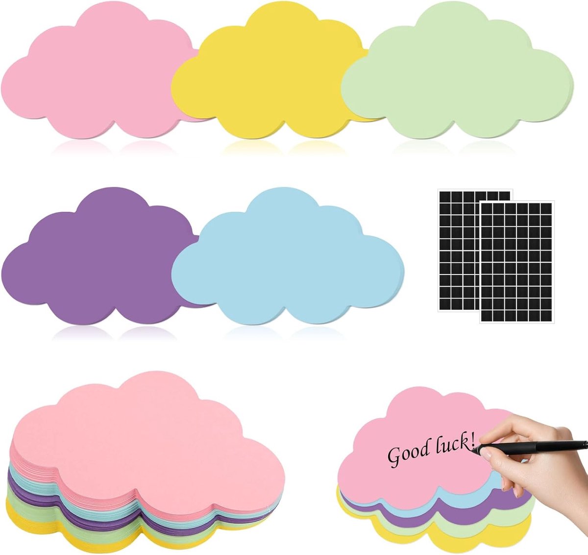 Moderatiekaarten set van 120 - 5 kleuren - zelfklevende stickers - ideaal voor presentaties - ShopVlot