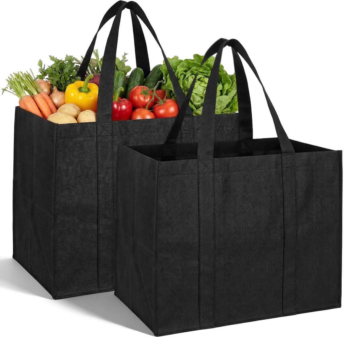Solidchoice - Set van 2 Herbruikbare Vouwbare Winkeltassen met Handvatten