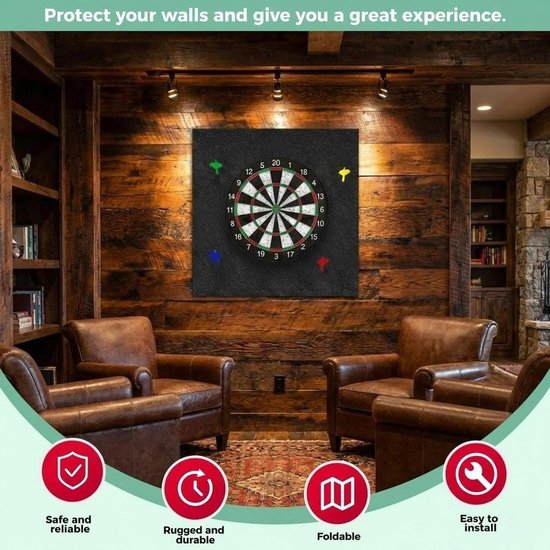 Solidchoice - Vilten Dartbord Muurbescherming, Set van 6 Stuks, Zwart van Solidchoice — afbeelding 3