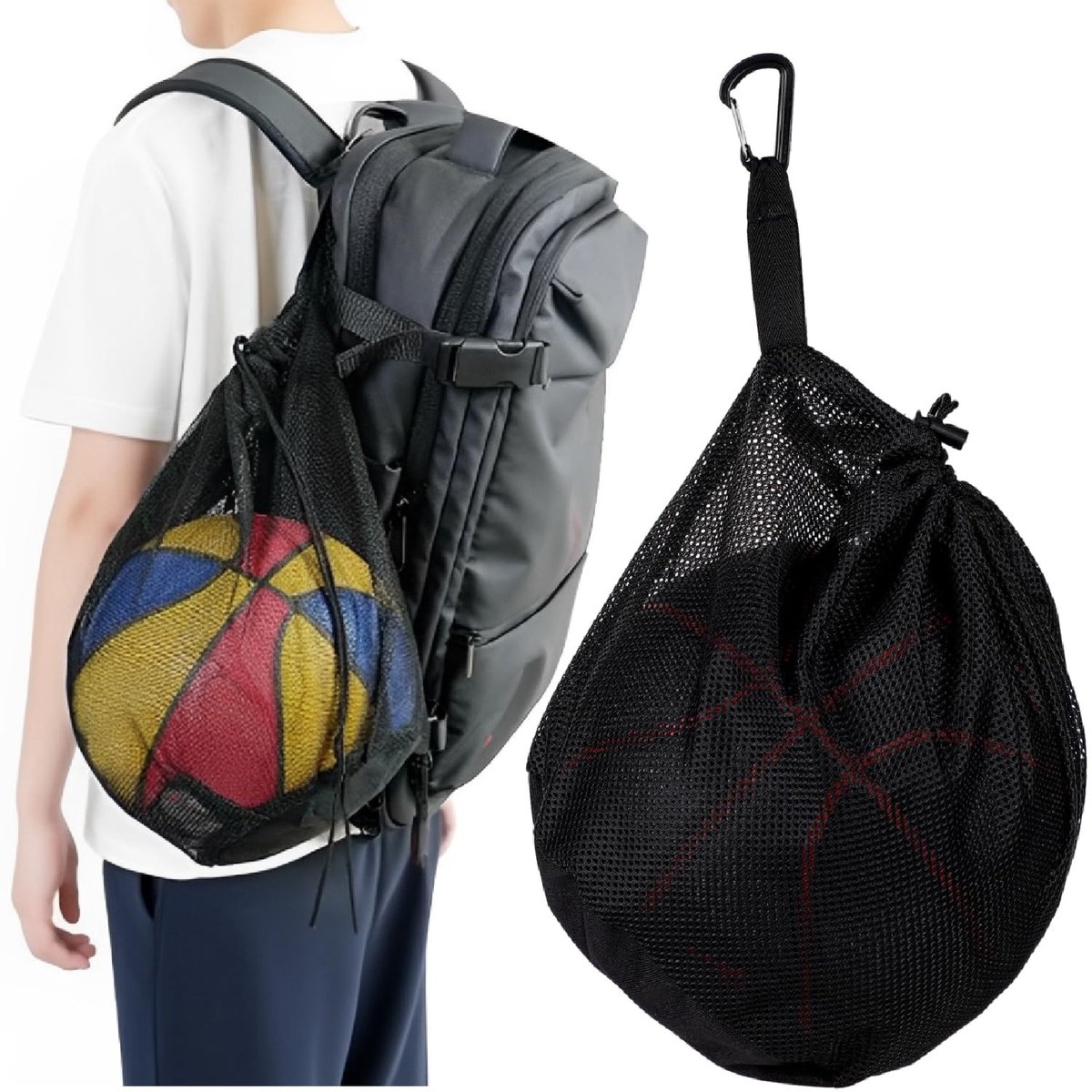Solidchoice - Draagbaar Sportnet voor Ballen met Rugzak