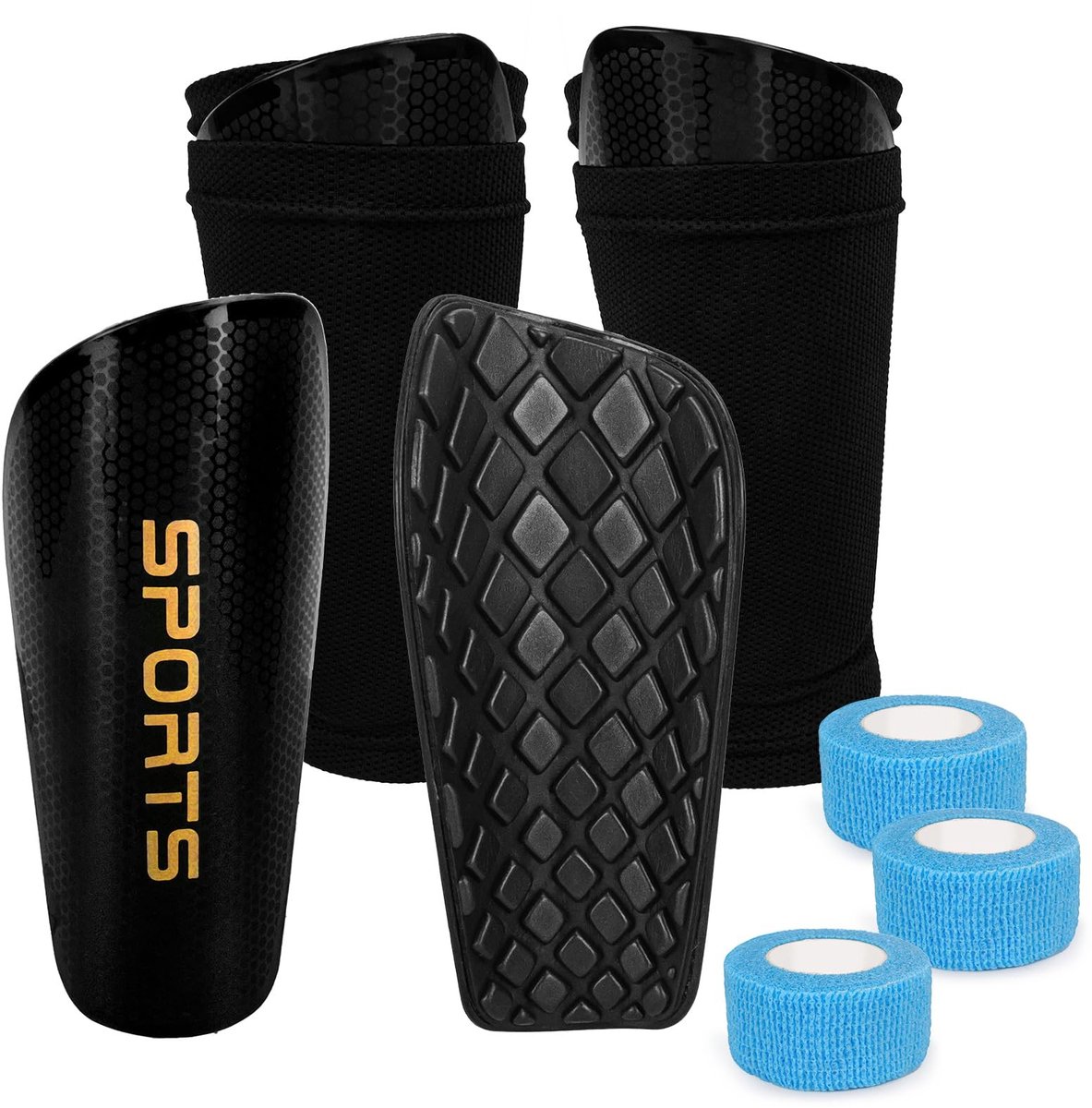 Solidchoice - Kinder Voetbal Scheenbeschermers met Sokken en Bandages