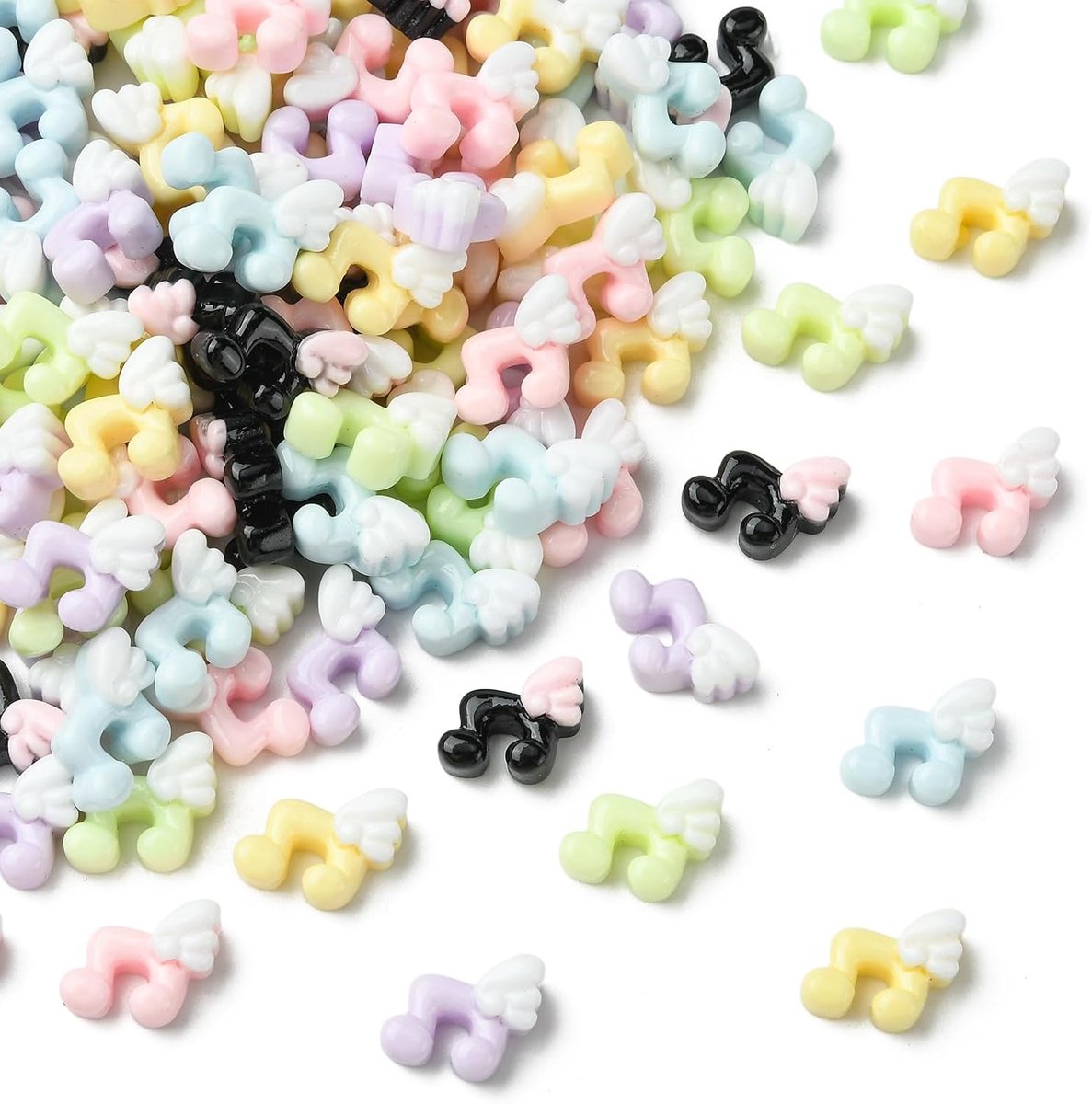 Muzieknoot met vleugel flatback cabochons 120 stuks - 6 kleuren - hoogwaardige hars - ShopVlot