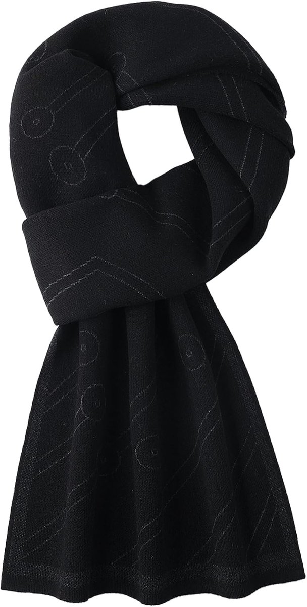 Sjaal voor heren 180x30cm - 6% wol - zwart & grijs - warm en stijlvol - ShopVlot